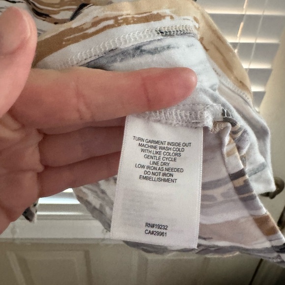 Alfred Dunner Striped Short Sleeve Shirt in White, Black & Brown - Picture 3 of 5